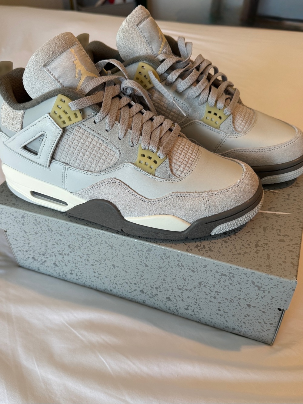 Jordan Men’s Sneakers in Light Grey with Cream and Brown Accents